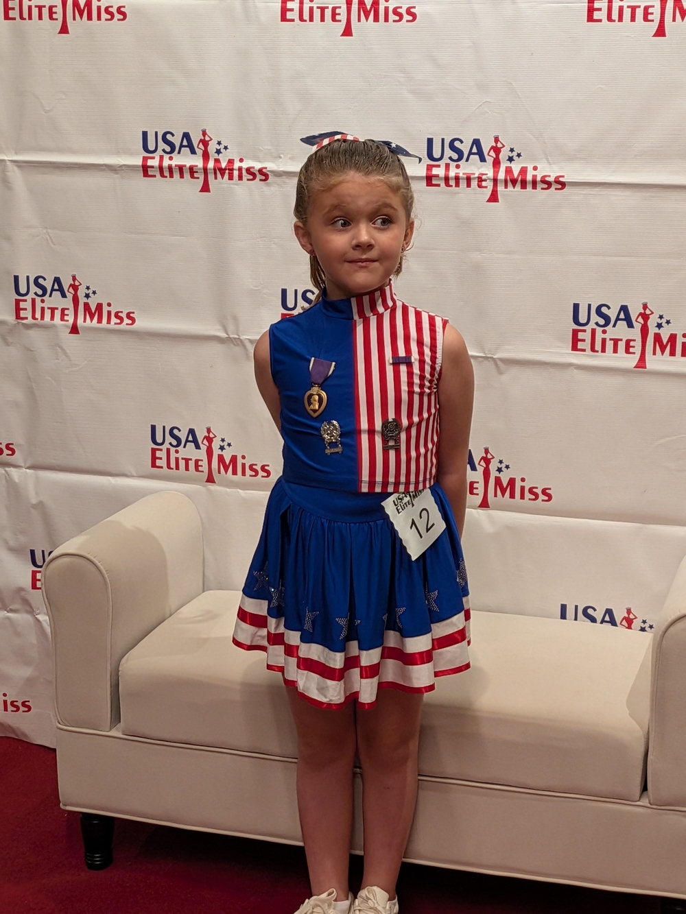 Girls' Patriotic Blue and Red Dance Costume